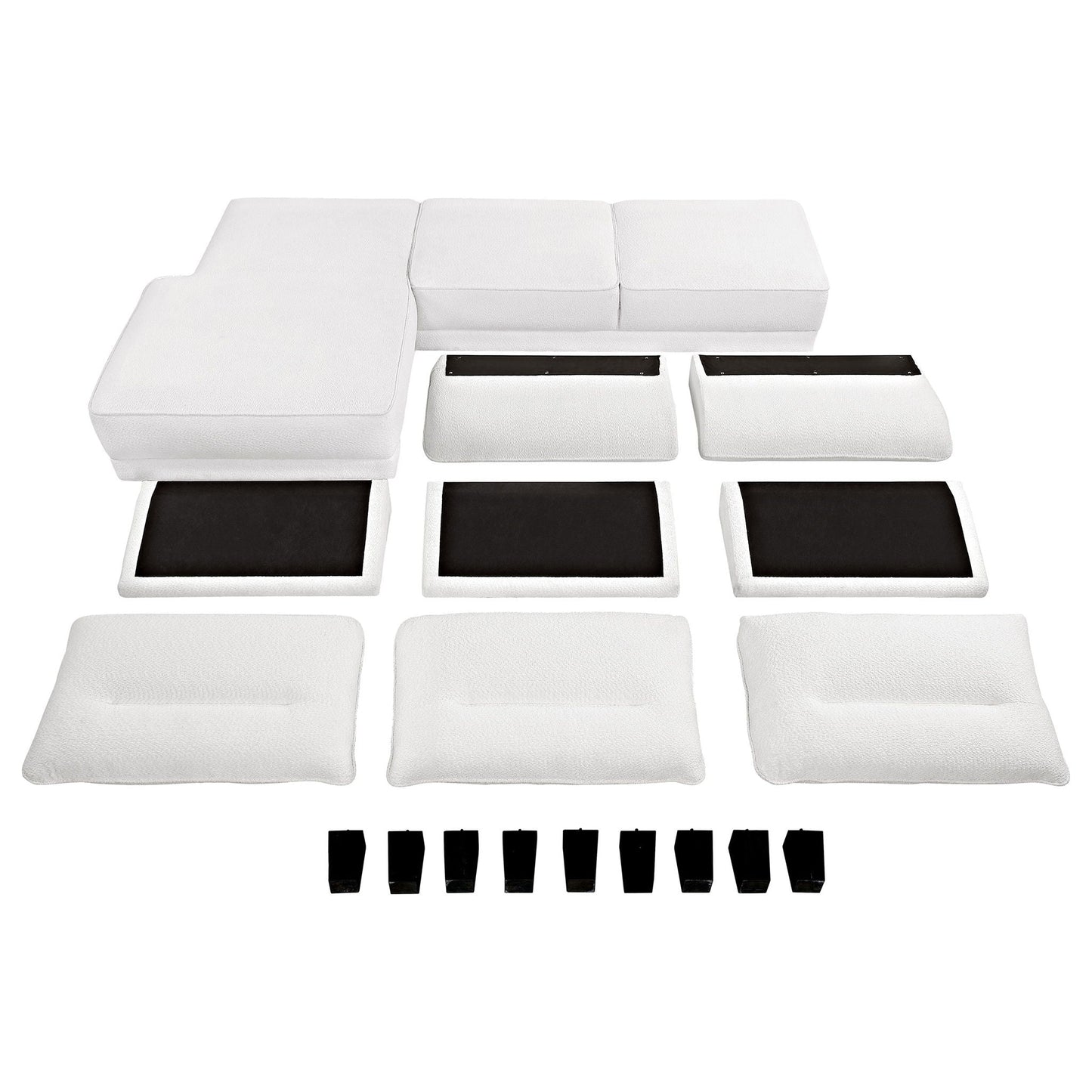 Granholm - Upholstered Curved Arm Sectional Sofa - White