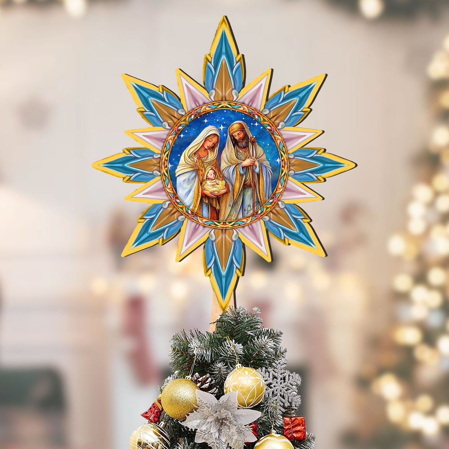 Nativity-themed Tree Topper Wooden Decor - Nativity Holiday Decor - Christmas Tree Topper