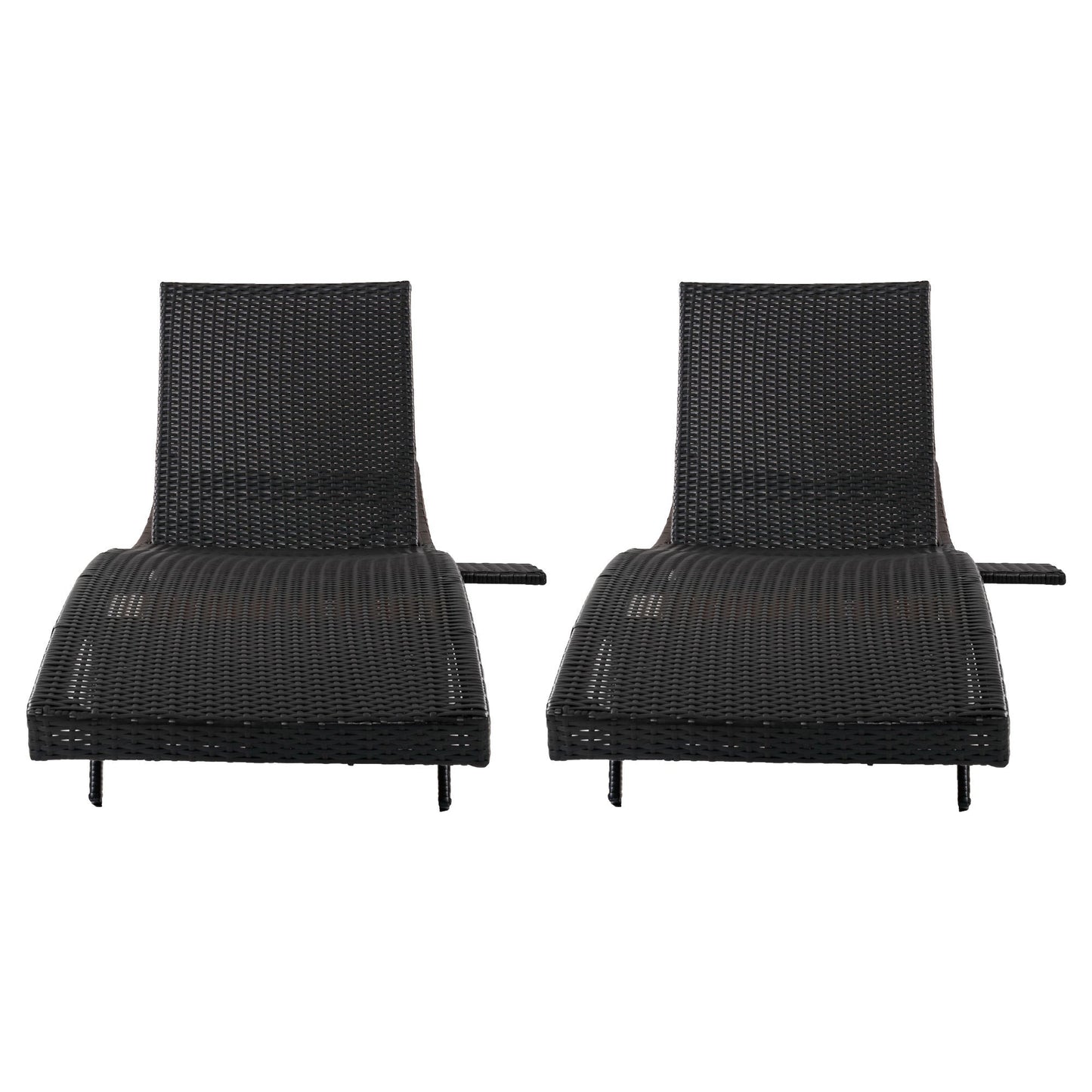 K&K 80'' Patio Wicker Chaise Lounge Chairs Set of 2
