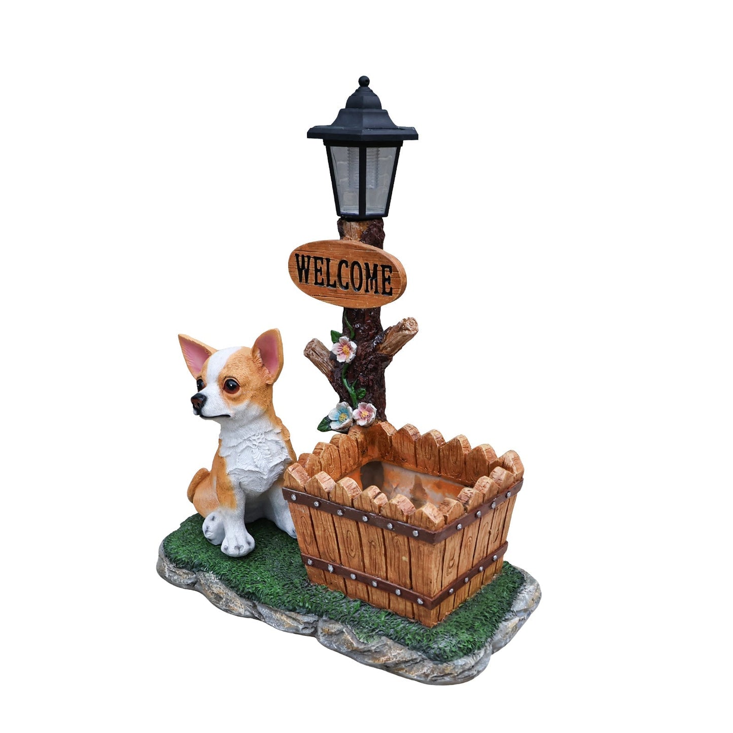 Sitting Chihuahua Dog Planter Statue