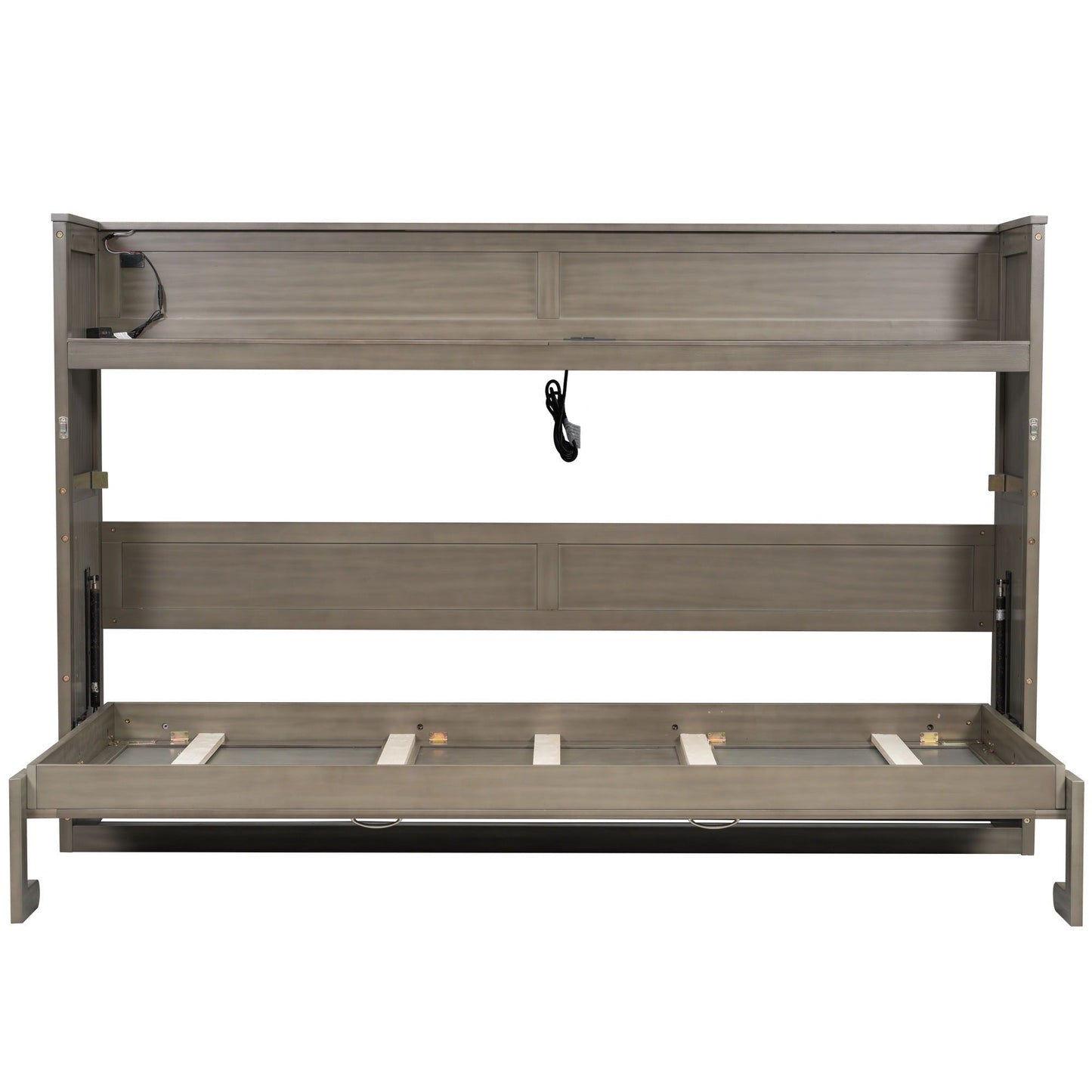 Murphy Bed With Desk, LED Light And USB Charging Station