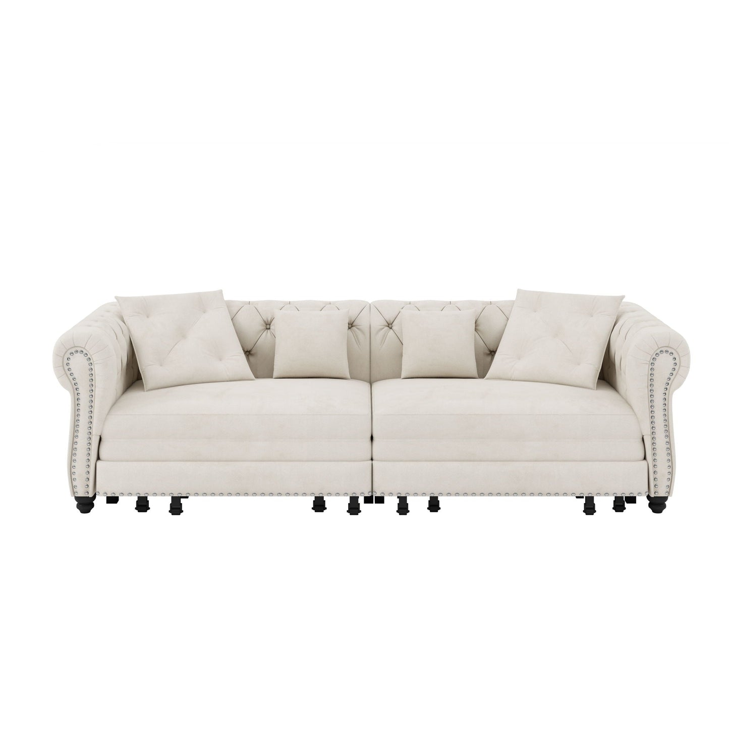3 In 1 Convertible Sleeper Sofa Bed With Movable Ottoman