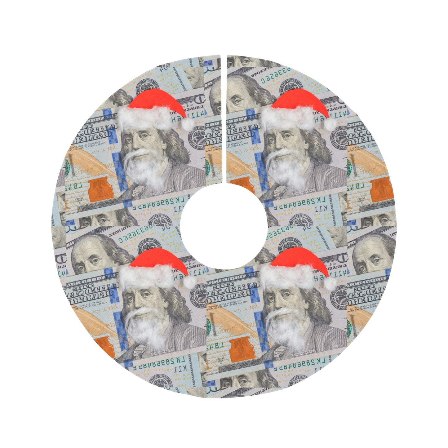 Benjamin Franklin Santa Round Tree Skirt - 4LibertyShop.com