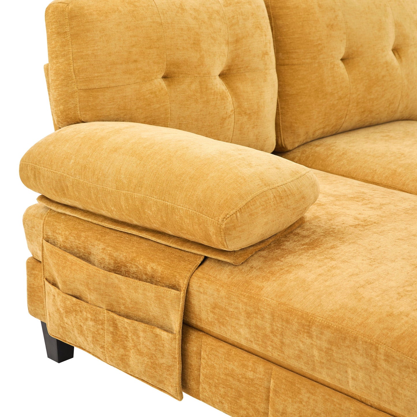U-Shaped Sectional Sofa 103.5" Fabric Couch With Dual Chaise Lounges, Storage Pockets, Armrest Pillows