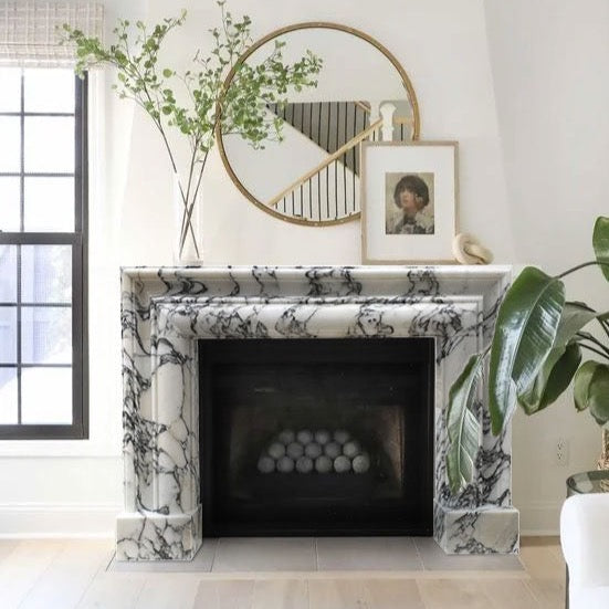 Calacatta Viola Marble Hand-carved Fireplace Mantel Polished (W)8.5" (L)61" (H)52"