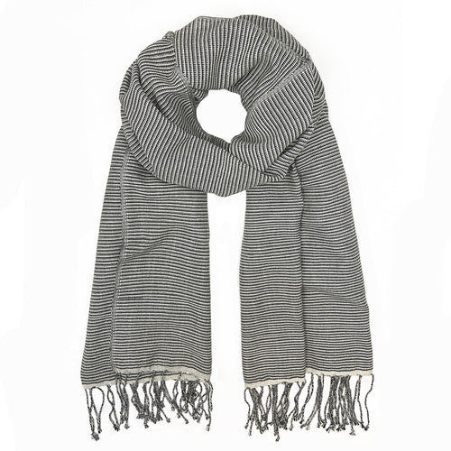 Cambodian Handloom Scarf 100% Organic Cotton Large Travel Wrap Neutral Tones