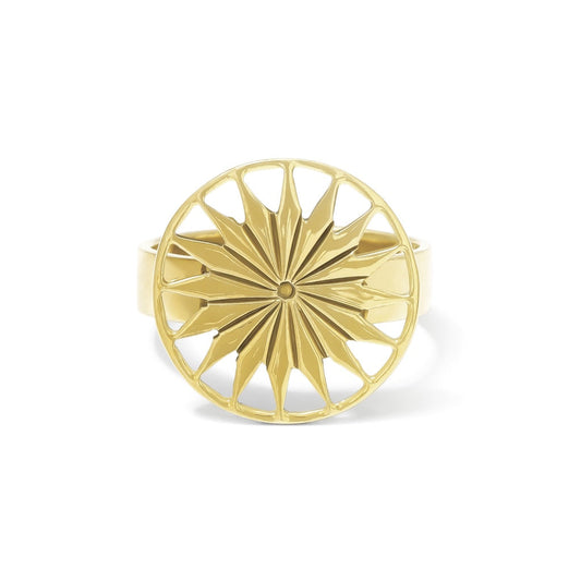 Cambodian Sunshine Ring Recycled Bombshell Brass Minimalist Peaceful Gold