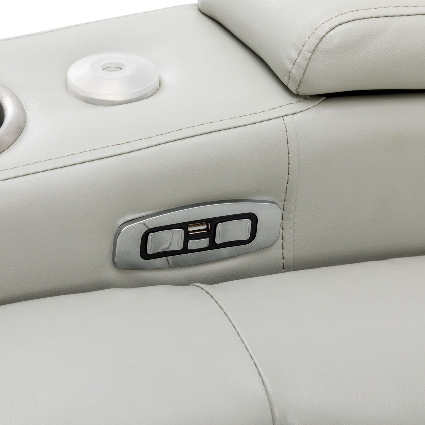 270° Power Swivel Recliner Home Theater Chair With Hidden Arm Storage, LED Light, Cup Holder, And Tray Table