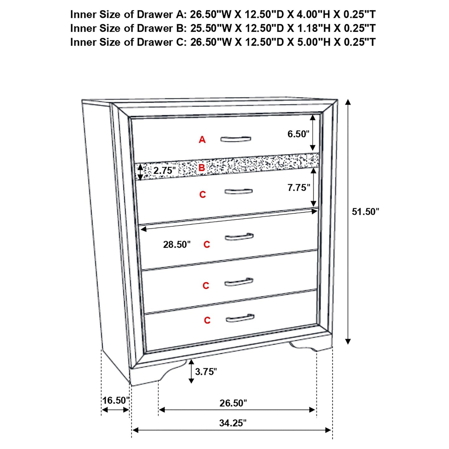 Annie - 6 Drawer Bedroom Chest