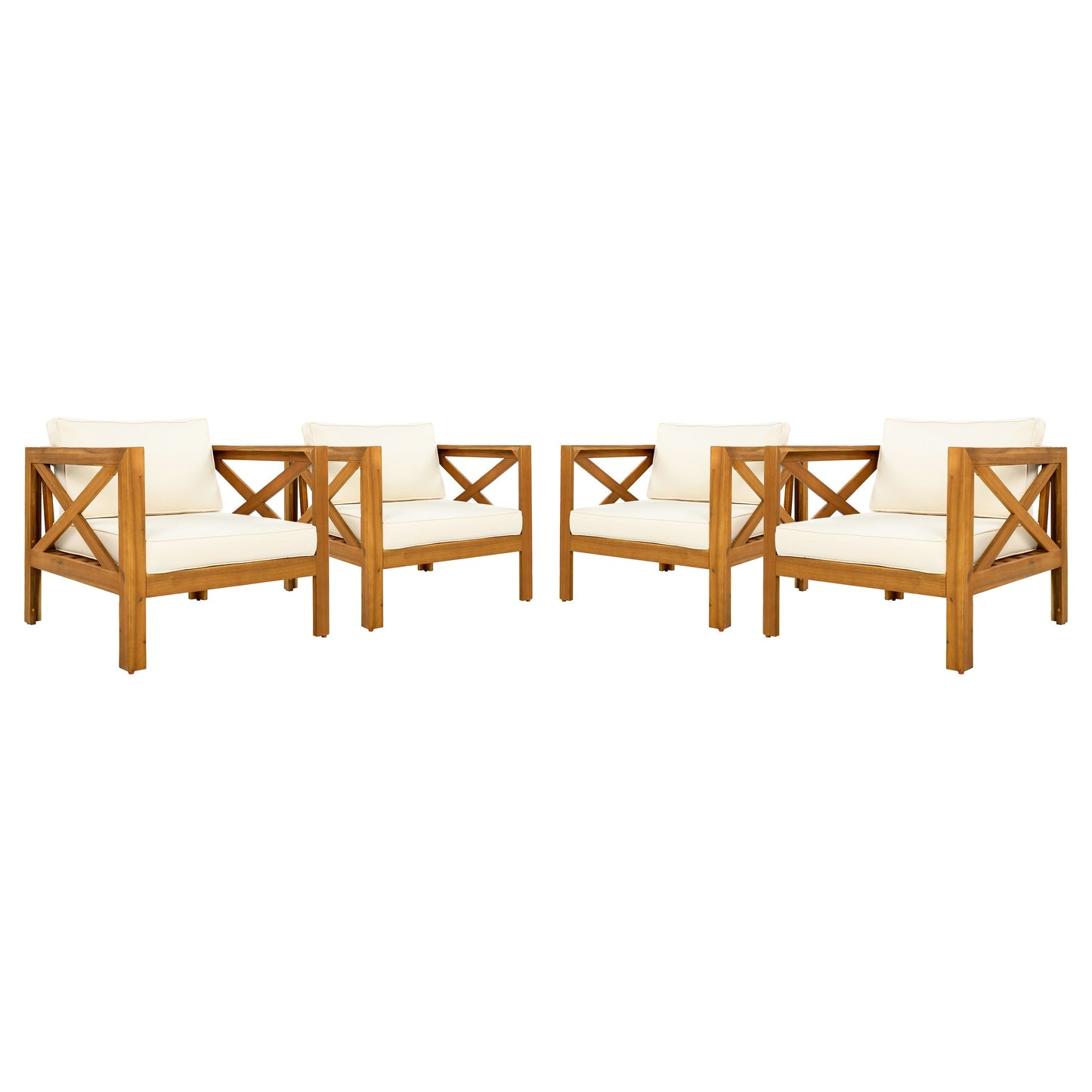 Patio Conversation Set with Acacia Wood Armchairs and End Table