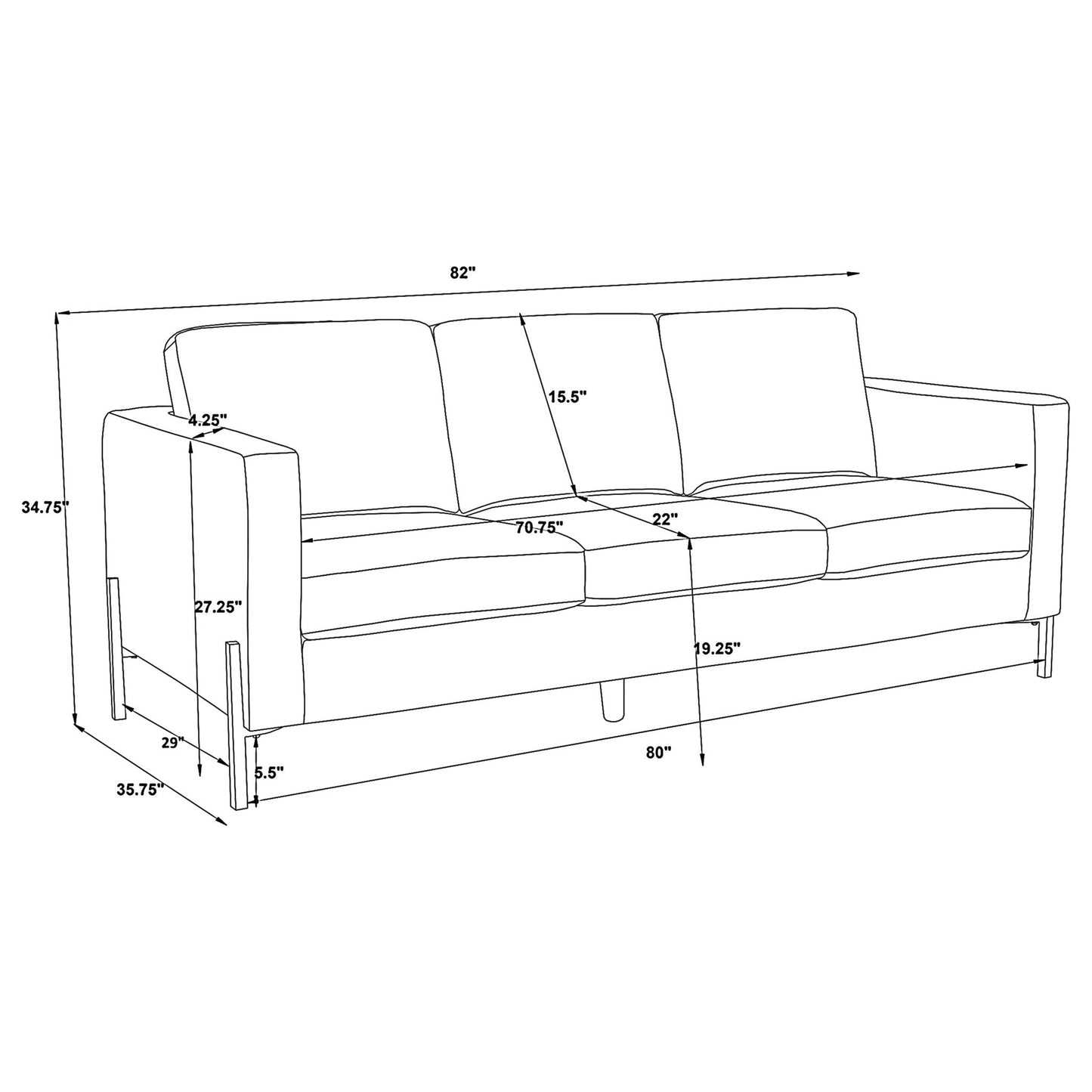 Tilly - Track Arm Sofa - Oatmeal