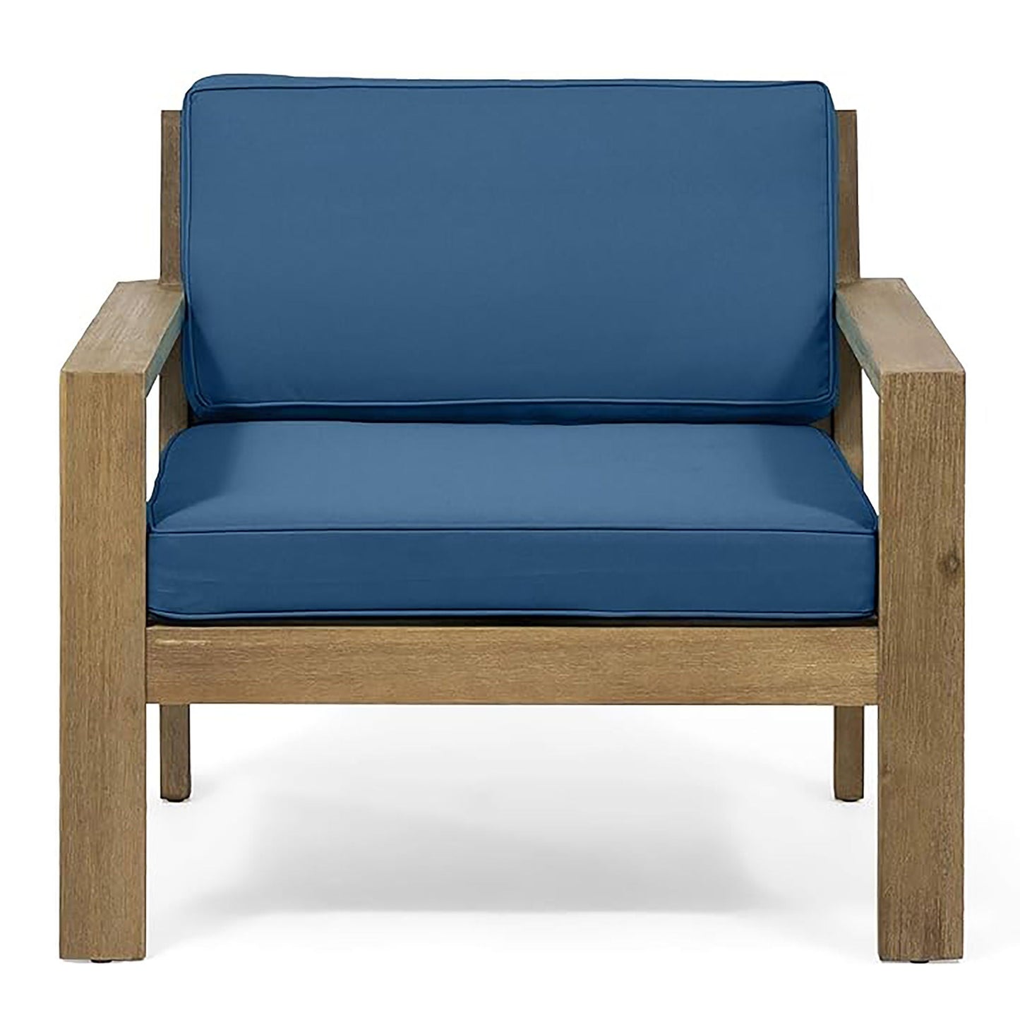 Antoine Outdoor Acacia Wood Club Chairs With Cushions (Set of 2)