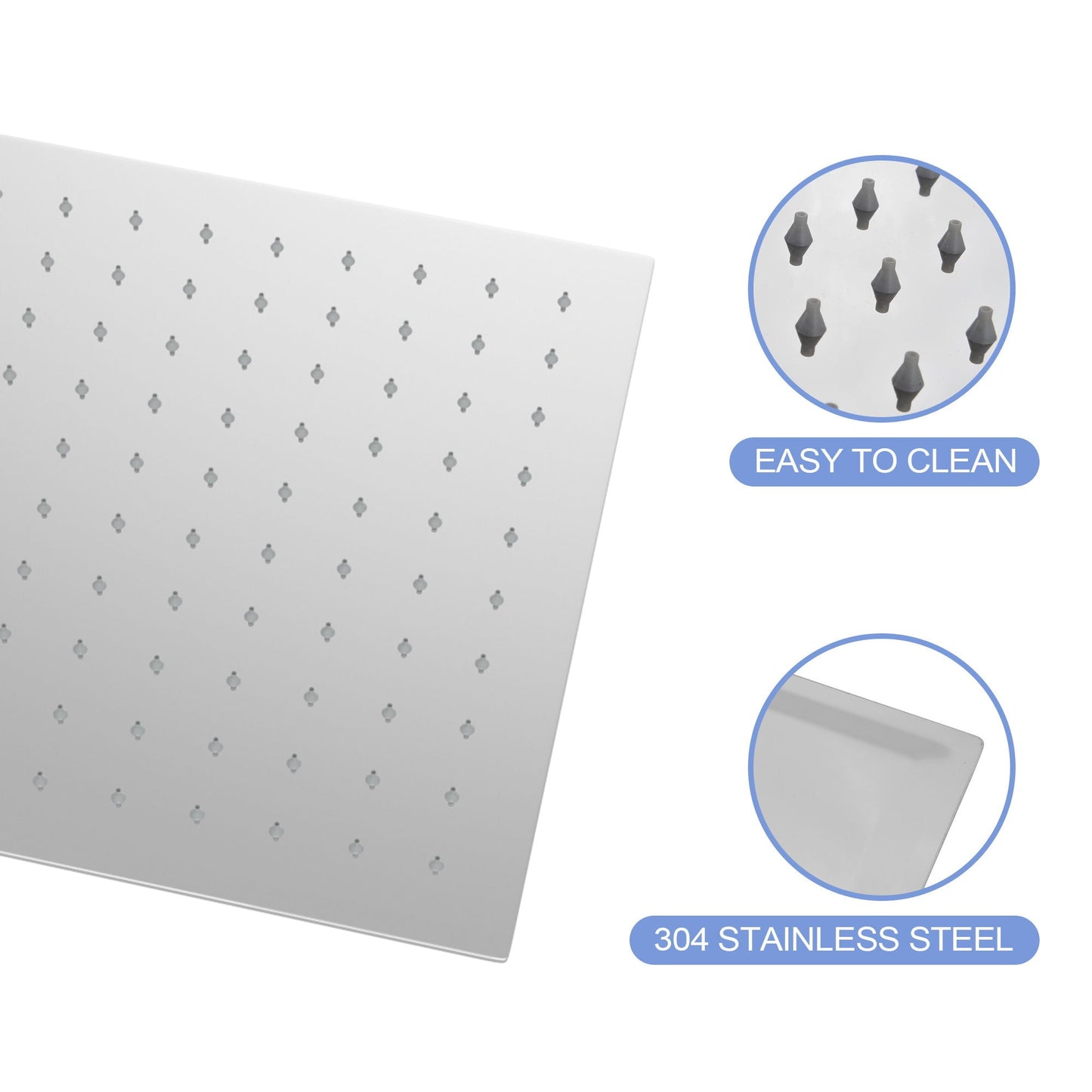 Modern 10" Square Rainfall Shower Head & Stainless Steel Wall Or Ceiling Mount Luxury Spa Shower Panel