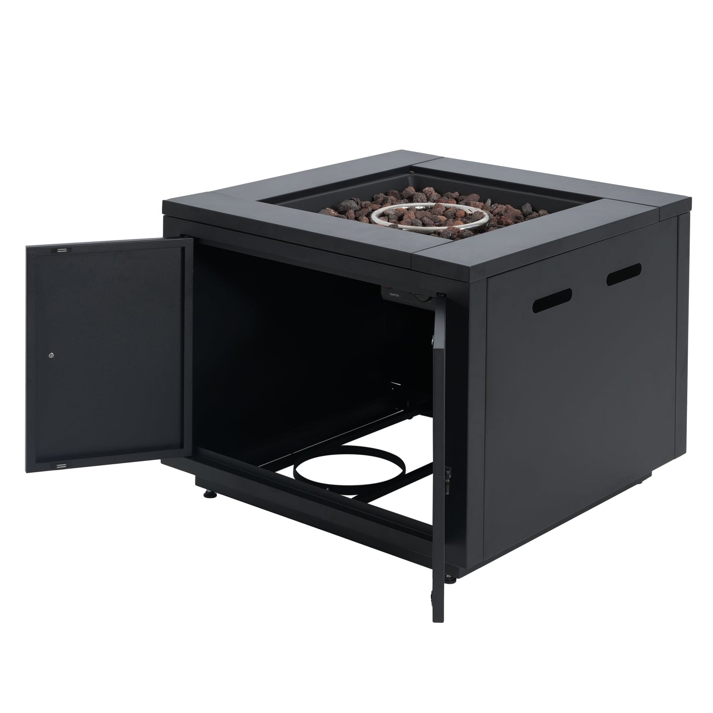 30inch Square  Steel Fire Pit Table, in Black,40000BTU
