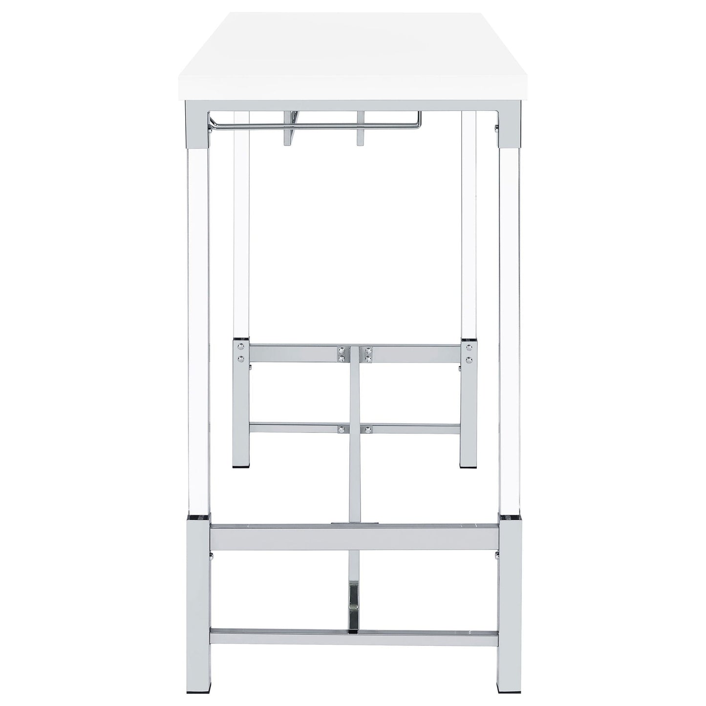 Tonneson - Bar Table With Trestle Base And Wine Storage - White