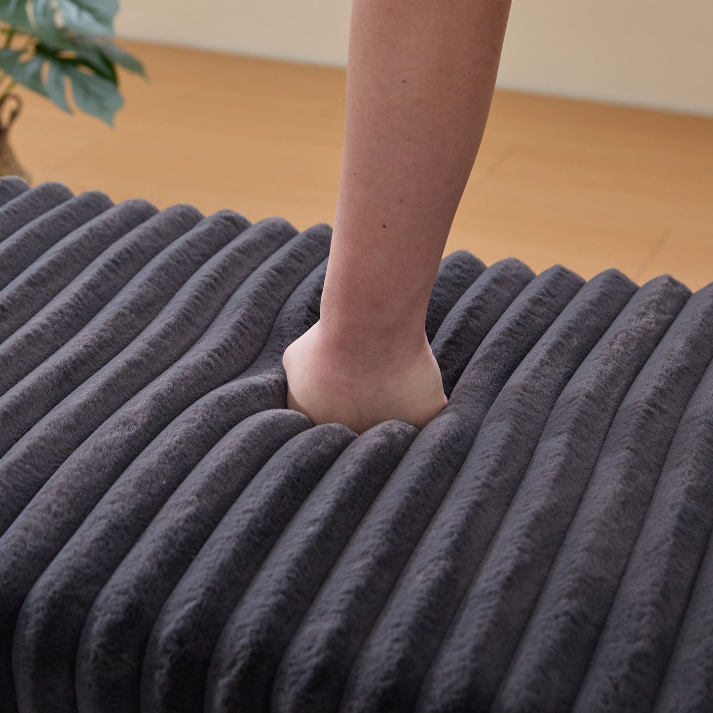 Upholstered Ottoman Coffee Table Foot Rest With Open Storage