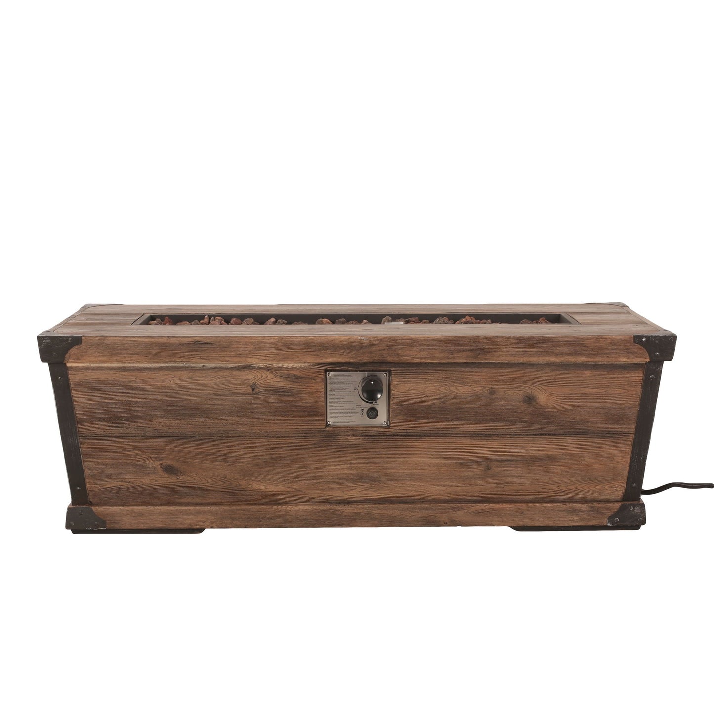 Outdoor Patio Rectangle Gas Burning Fire Pit - Wood Pattern