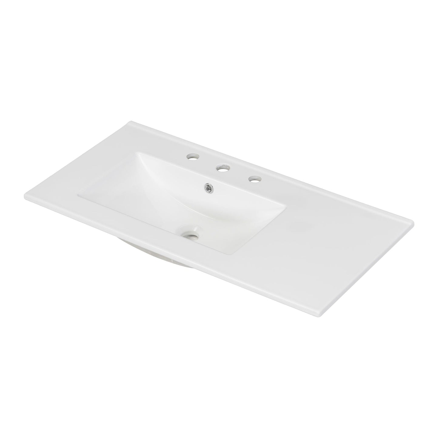 Bathroom Vanity With Ceramic Sink Combo, Abundant Storage Cabinet 2 Soft Close Doors And 5 Drawers