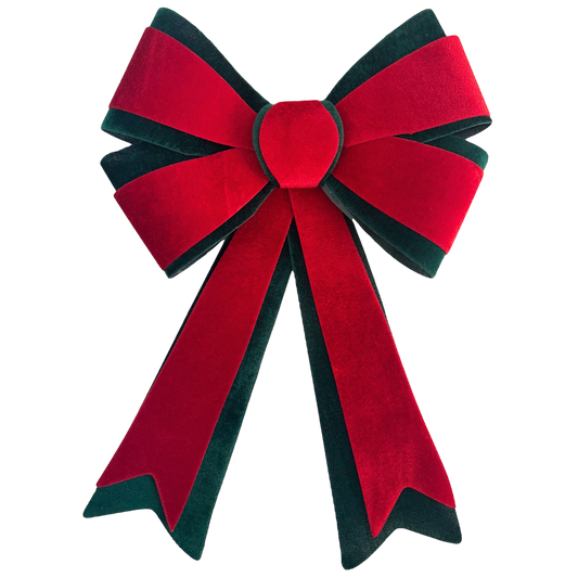 Red and Green Layered Grand Holiday Velour Bow