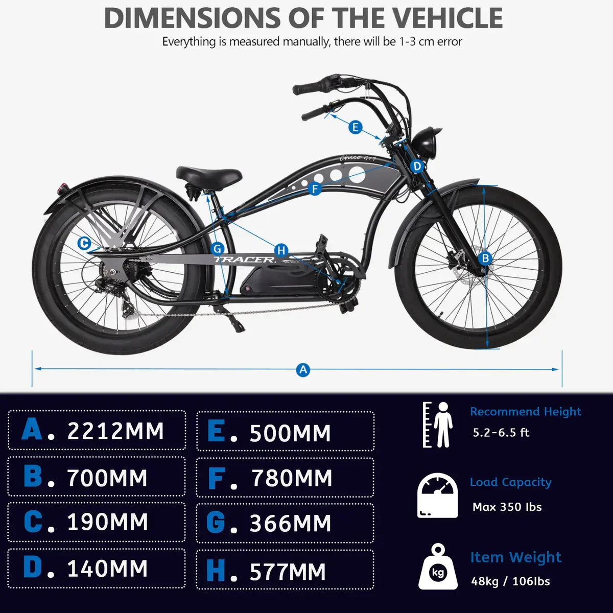 Tracer Chico GT7 750W Stretch Cruiser EBike