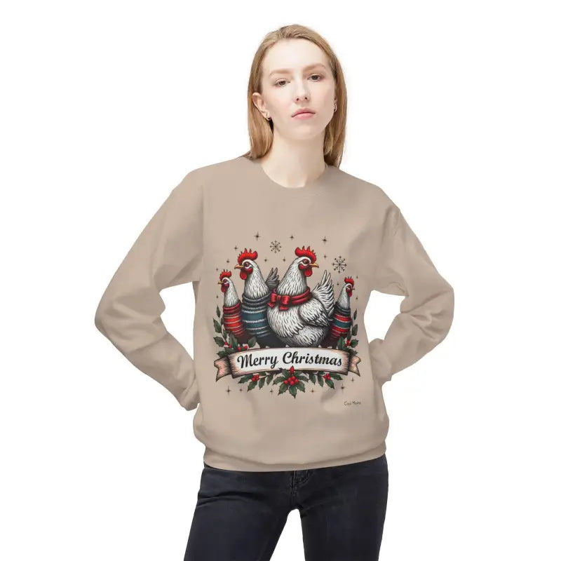 Ocean State Styles Sweatshirt Christmas Chickens Fleece