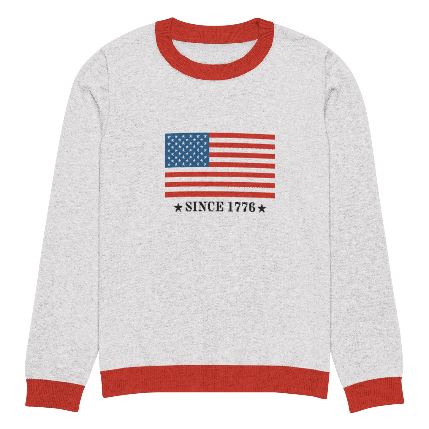 American Flag Since 1776 Knitted crew neck sweater