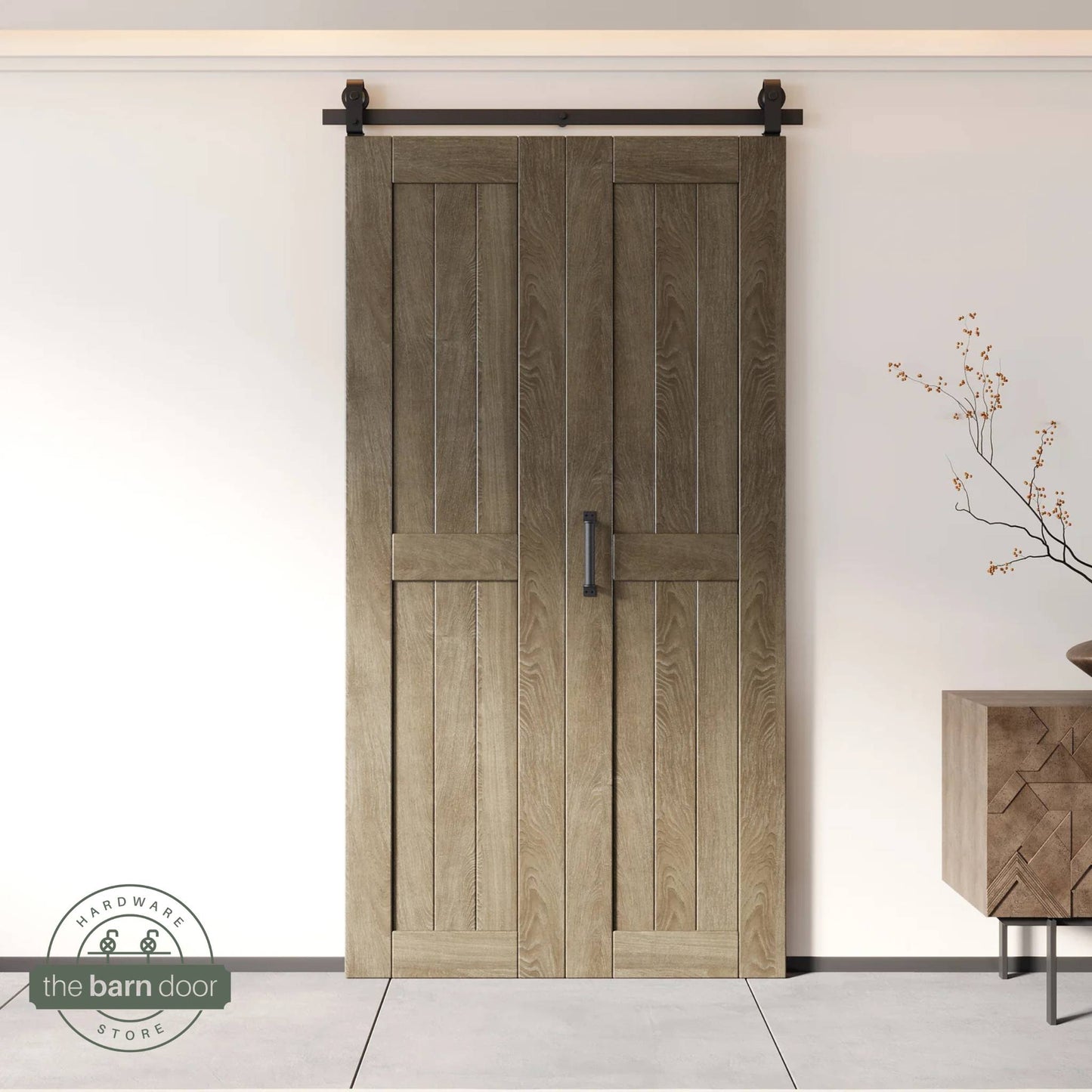 2-Door Bifold Barn Door Kit | Black Hardware