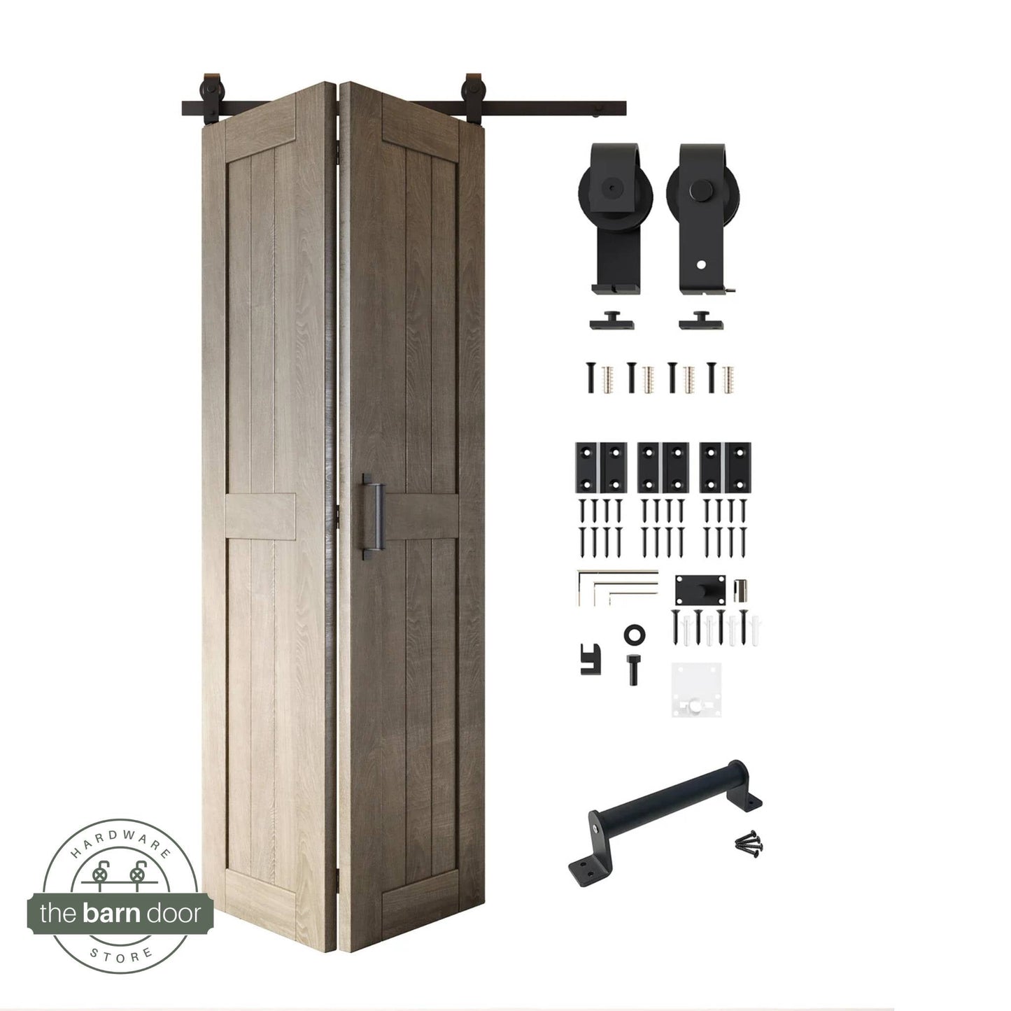 2-Door Bifold Barn Door Kit | Black Hardware