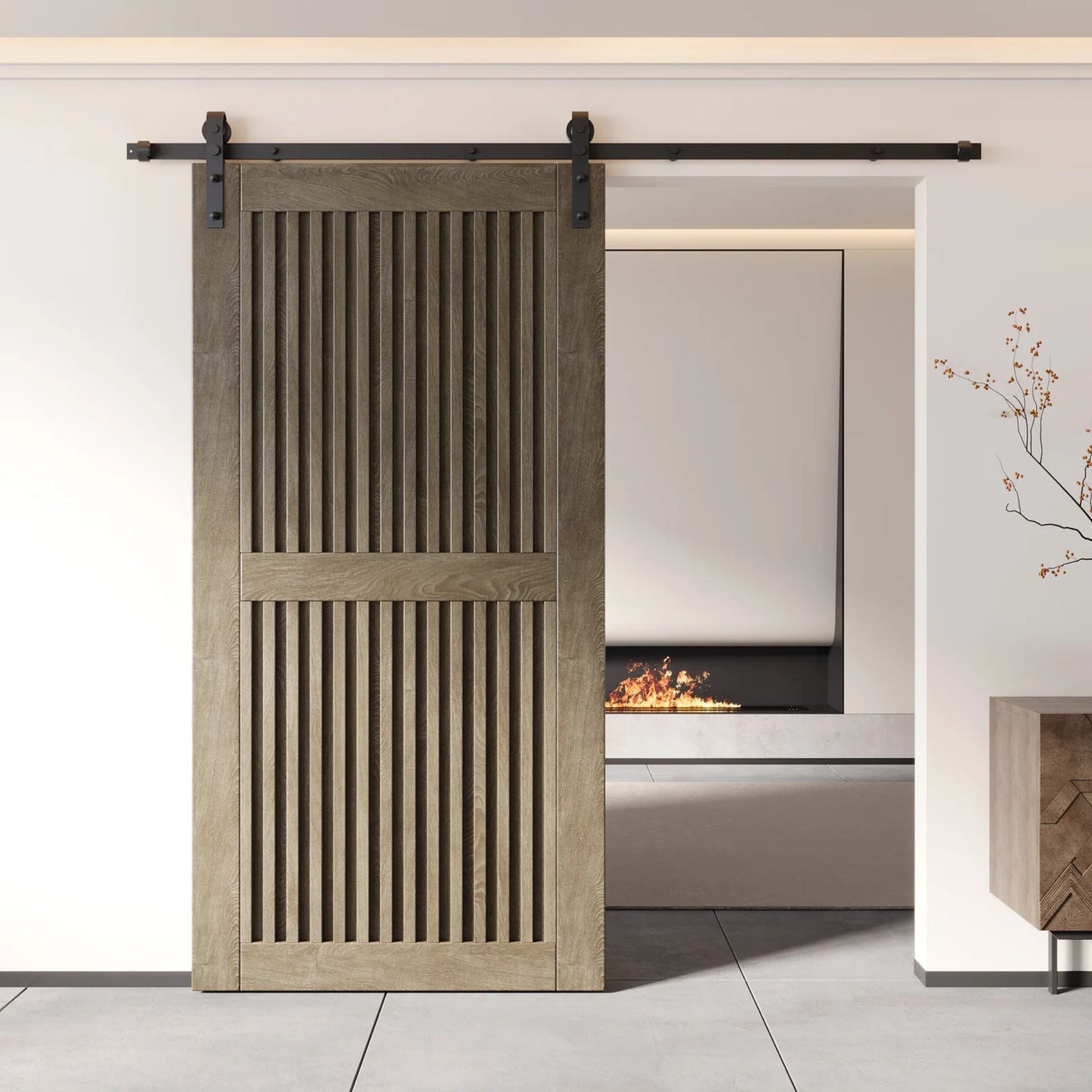 Vertical Slat Barn Door Kit | Black Hardware