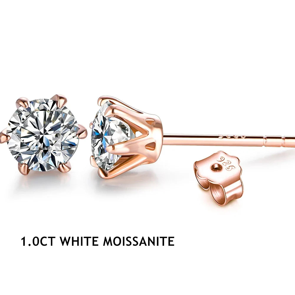 Colored Moissanite 1ct Round Cut Stud Earrings DVVS1 Lab Created 18K Gold
