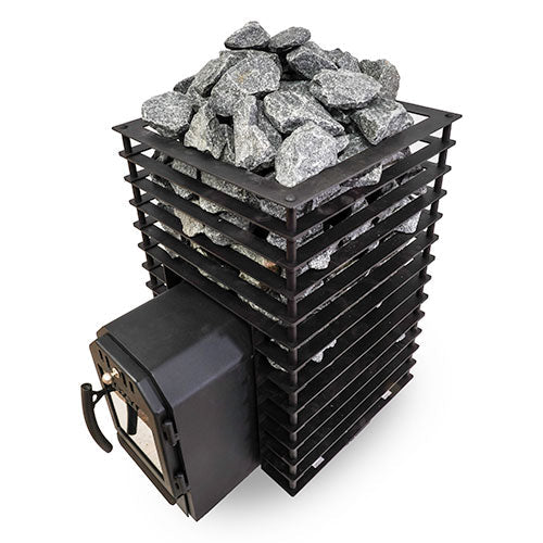 Cozy Heat Quattro Thru-Wall Sauna Stove and Sauna Stones