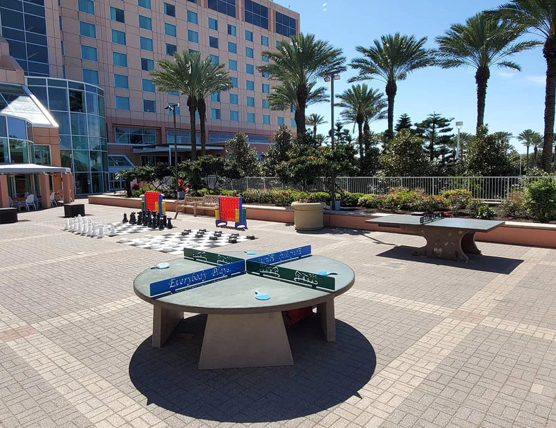 Stone Age Round 4 Way Outdoor Concrete Ping Pong Table