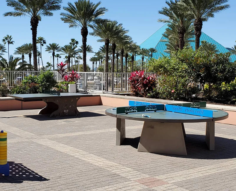Stone Age Round 4 Way Outdoor Concrete Ping Pong Table