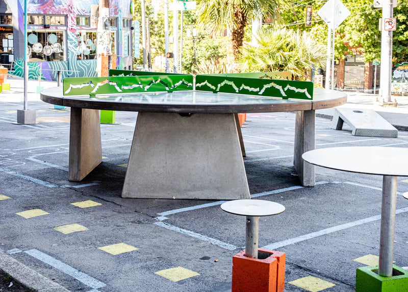 Stone Age Round 4 Way Outdoor Concrete Ping Pong Table
