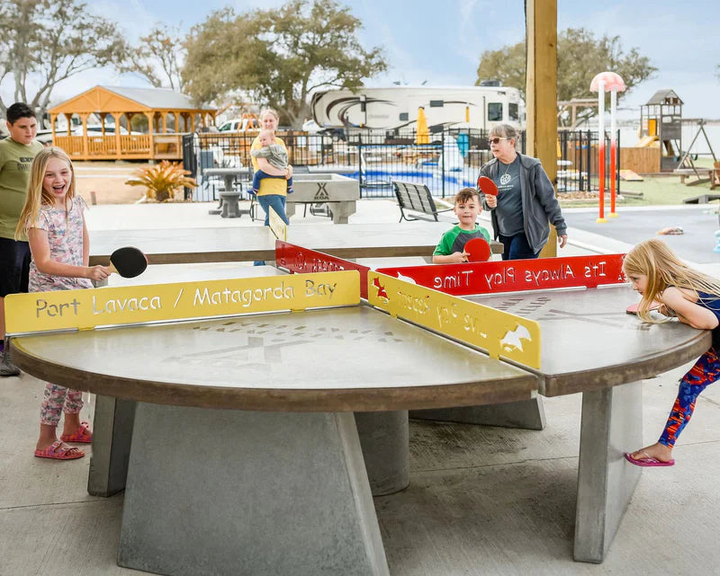 Stone Age Round 4 Way Outdoor Concrete Ping Pong Table