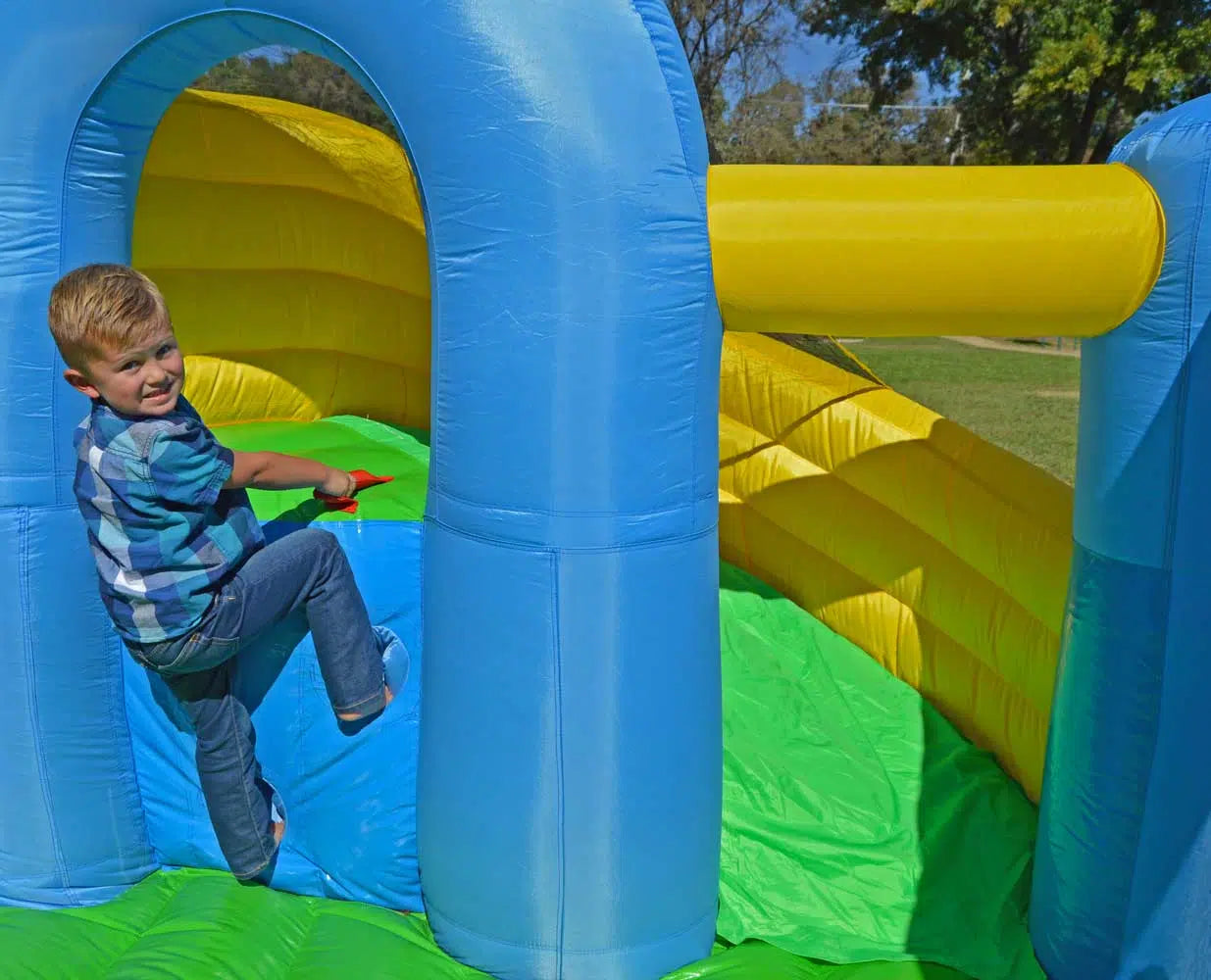 Island Hopper Curved Double Slide Bounce House