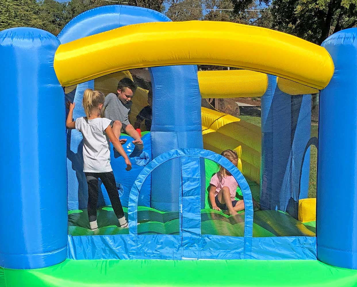 Island Hopper Curved Double Slide Bounce House