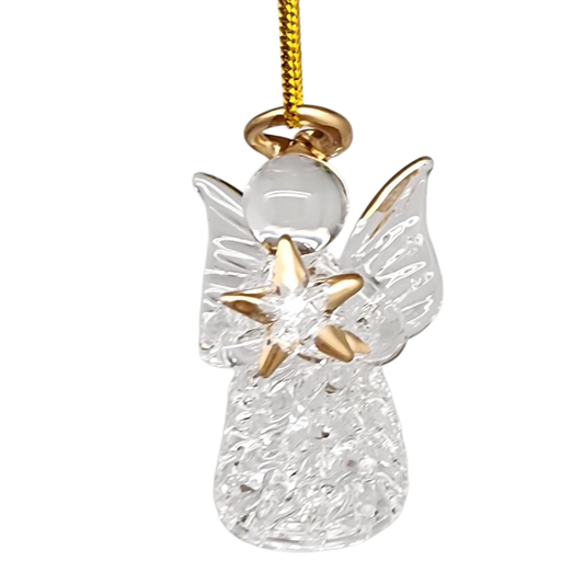 Spun Glass Angel Ornaments with Star