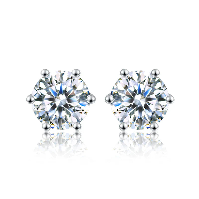 D Color Moissanite Stud Earrings 0.1-2ct Certified Lab Created 925 Sterling