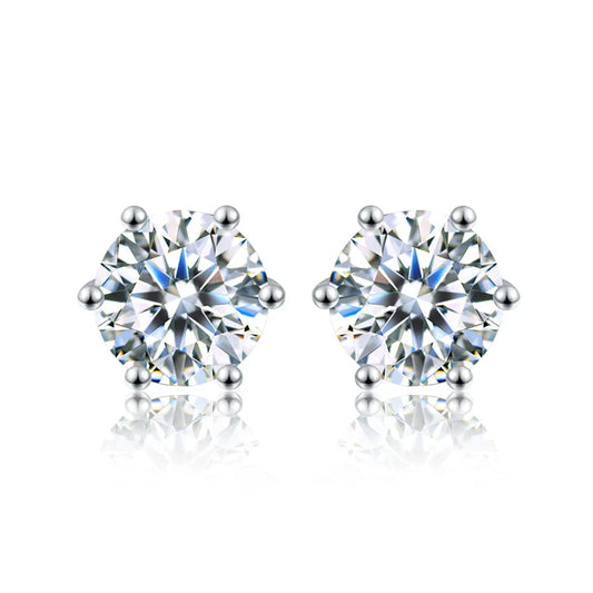 D Color Moissanite Stud Earrings 0.1-2ct Certified Lab Created 925 Sterling