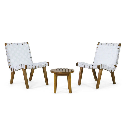 Outdoor 3 Piece Rope Weave Patio Seating Set