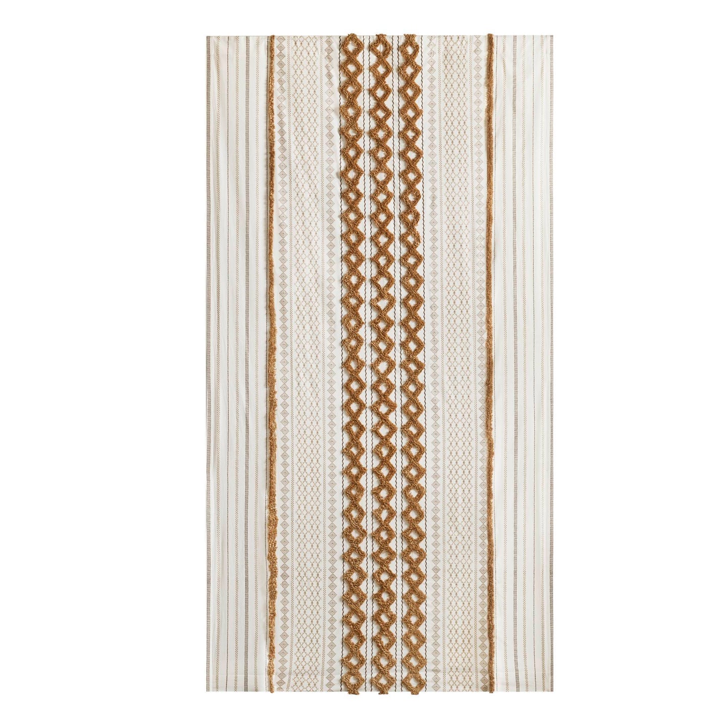 1 PC 50x84' Cotton Printed Window Panel with Chenille Stripe and Lining
