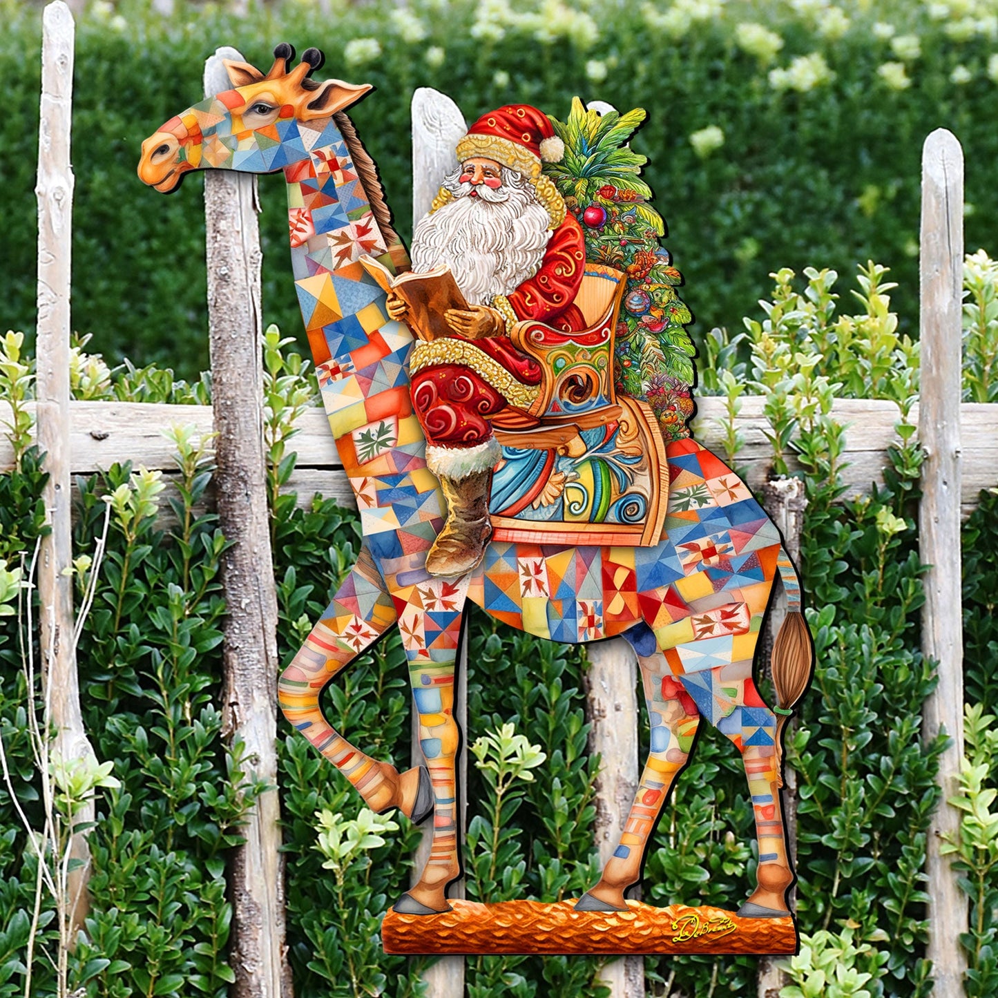 Santa's Giraffe Adventure Holiday Door Decor by G. Debrekht - Santa Snowman Decor - 8652803H