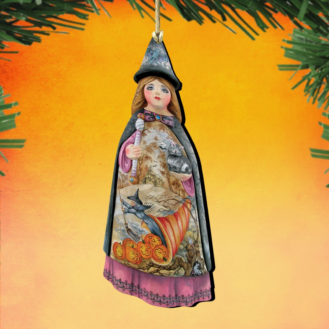 Halloween Witch Wooden Ornaments by G. DeBrekht - Thanksgiving Halloween Decor - 8114170