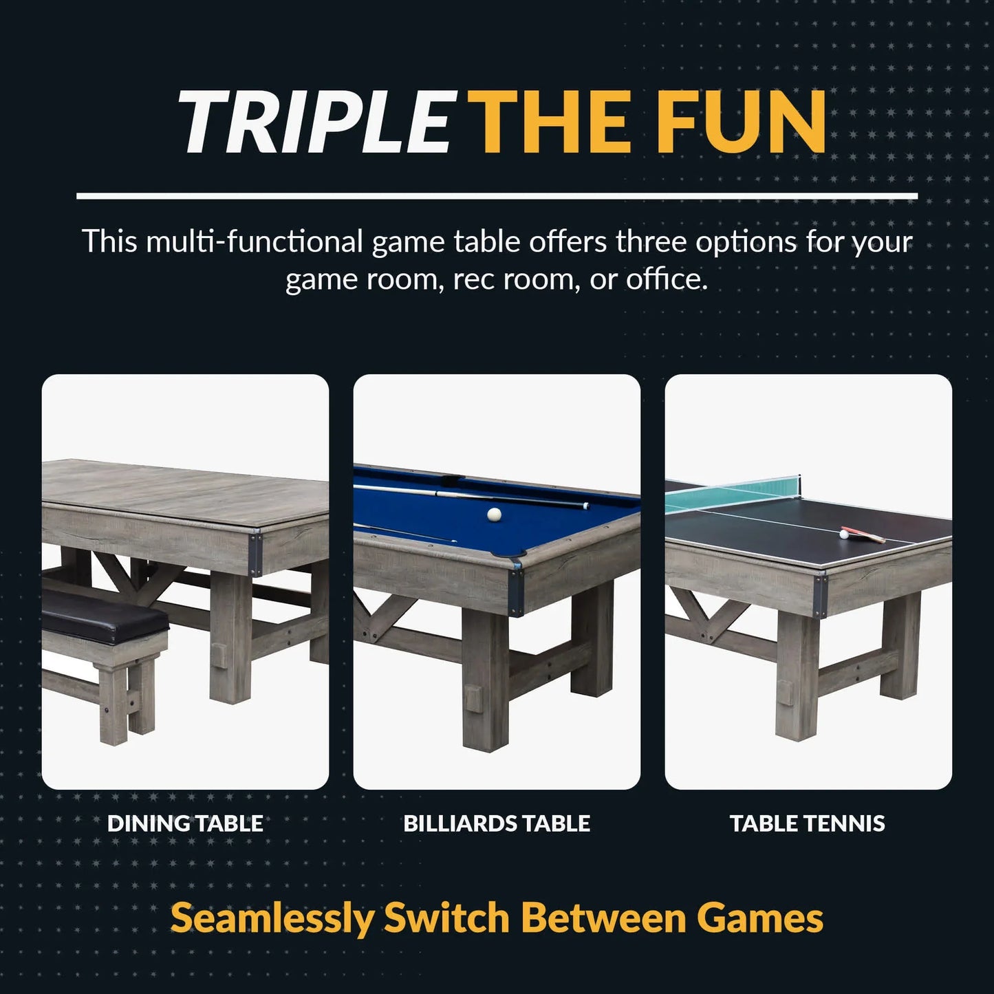 Hathaway Logan 7-ft Pool Table Combo Set with Benches
