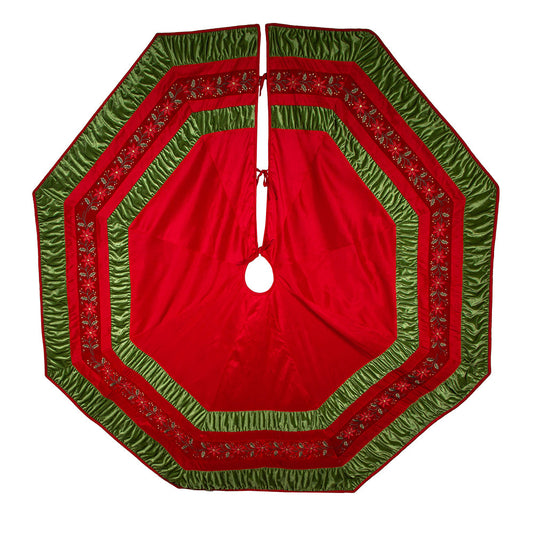 Embroidered Gathered Border Tree Skirt - 72 Inches