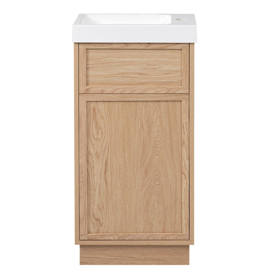 15.75" Wood Bathroom Vanity with Reversible Resin Sink and Cabinet