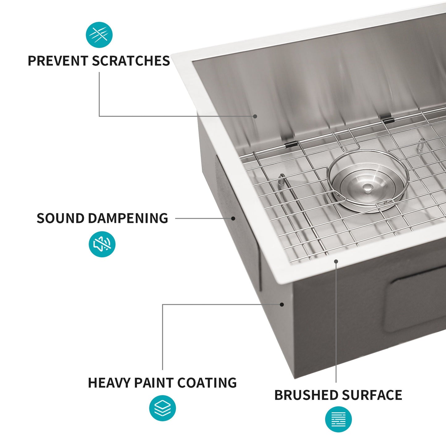 Modern Double Bowl Undermount Kitchen Sink 50 / 50 Design Stainless Steel