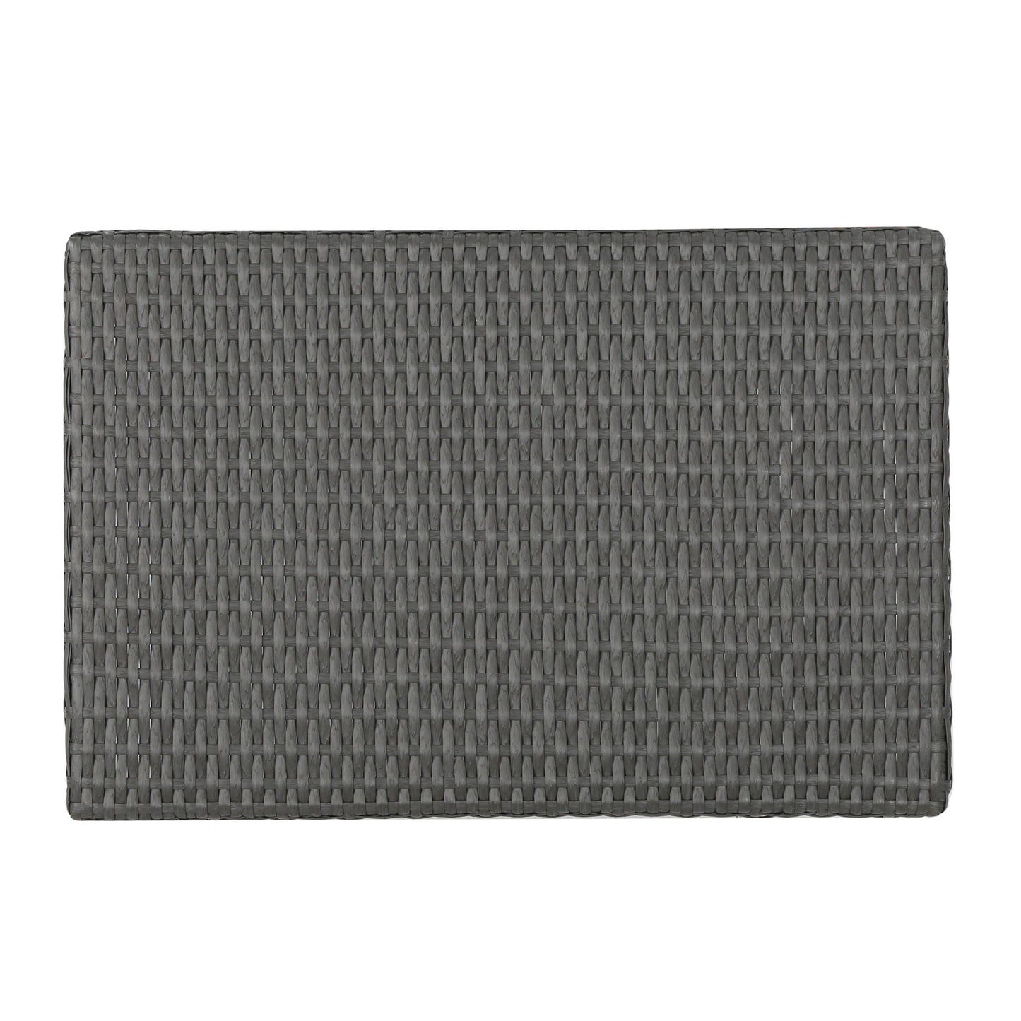 Outdoor Wicker Table With Rectangular Tabletop - Gray