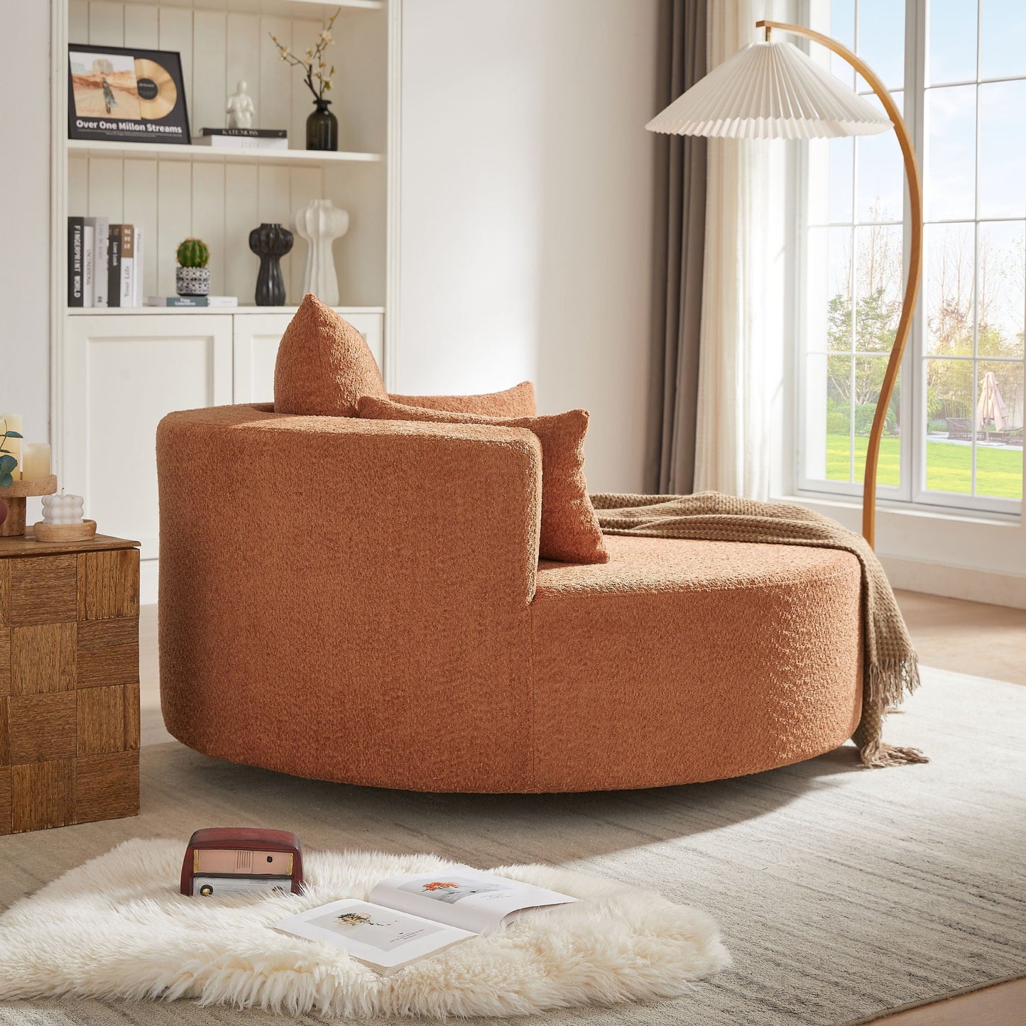 360° Swivel Accent Barrel Chair With 3 Removable Pillows For Living Room